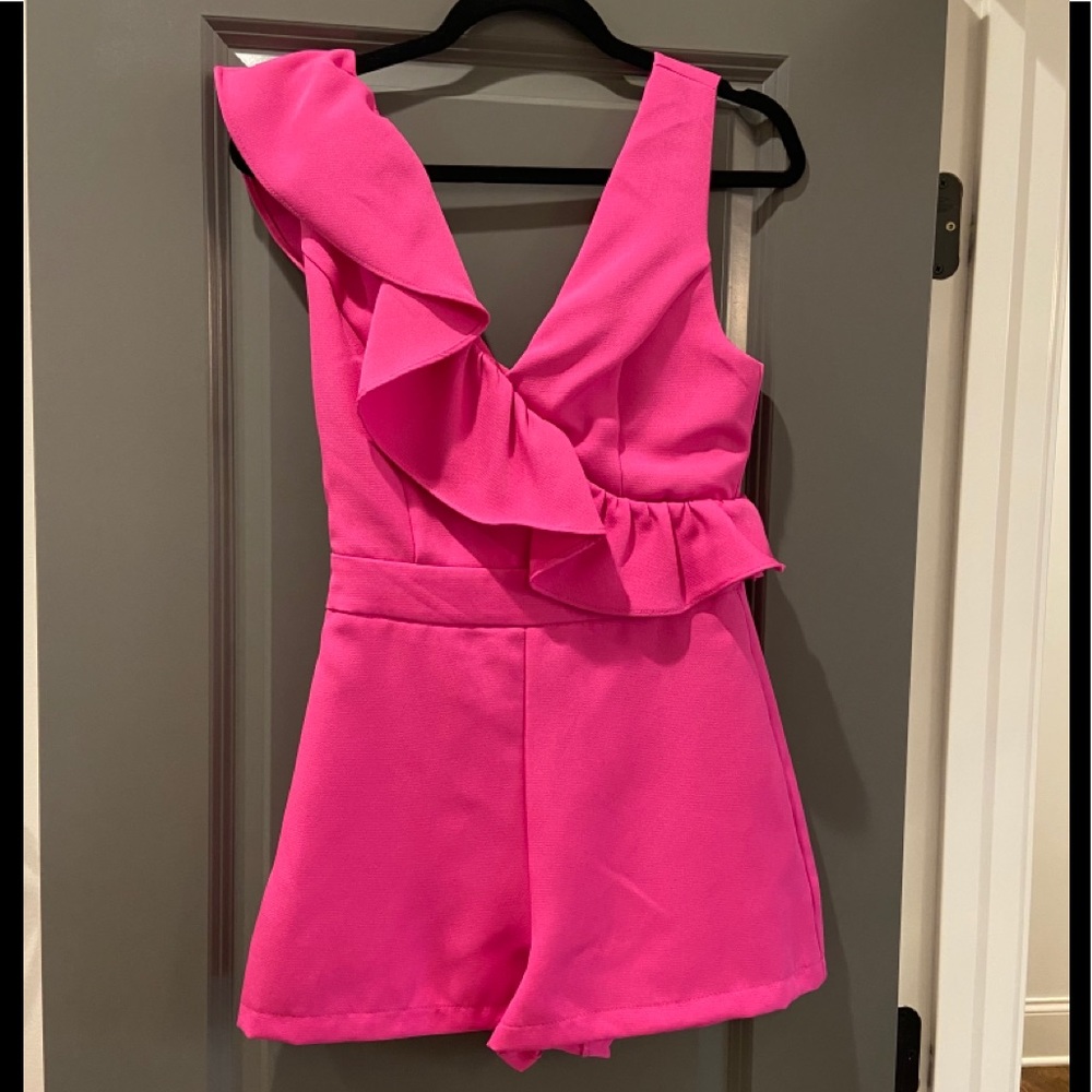 Pink ruffle romper